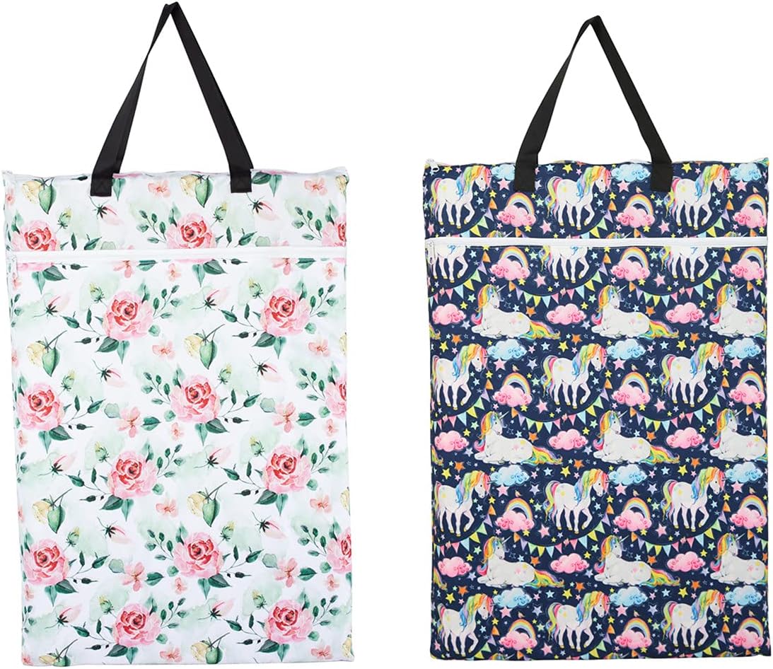2 Pack Large Hanging Wet Bags Laundry Pail Bags Cloth Diapers Reusable