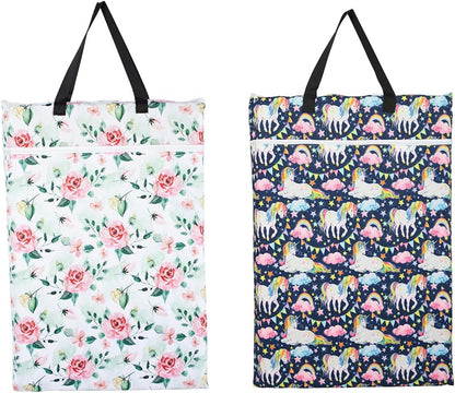 2 Pack Large Hanging Wet Bags Laundry Pail Bags Cloth Diapers Reusable