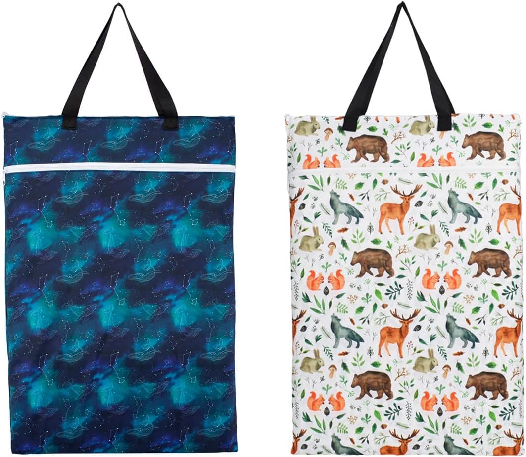 2 Pack Large Hanging Wet Bags Laundry Pail Bags Cloth Diapers Reusable