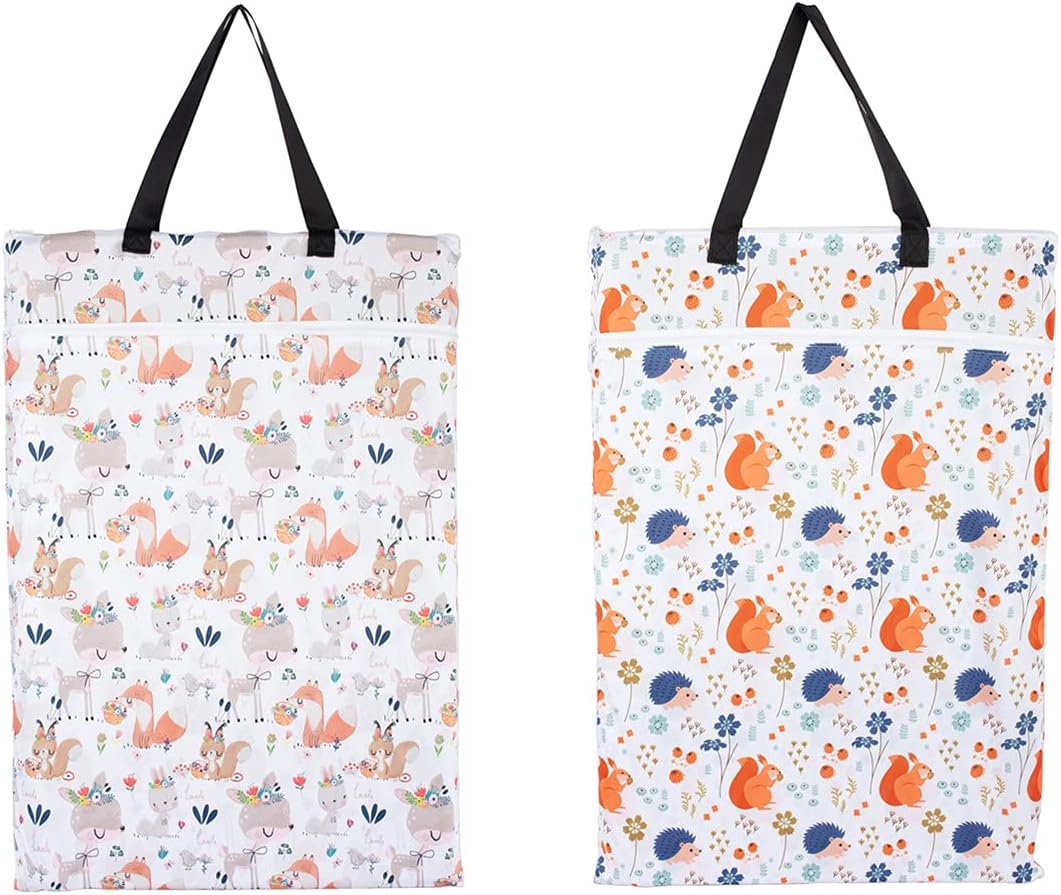 2 Pack Large Hanging Wet Bags Laundry Pail Bags Cloth Diapers Reusable