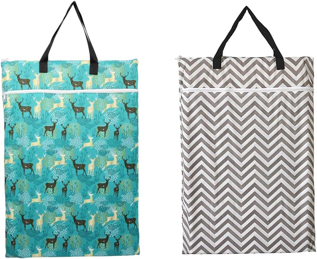 2 Pack Large Hanging Wet Bags Laundry Pail Bags Cloth Diapers Reusable