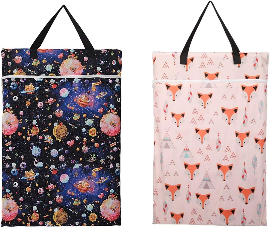2 Pack Large Hanging Wet Bags Laundry Pail Bags Cloth Diapers Reusable