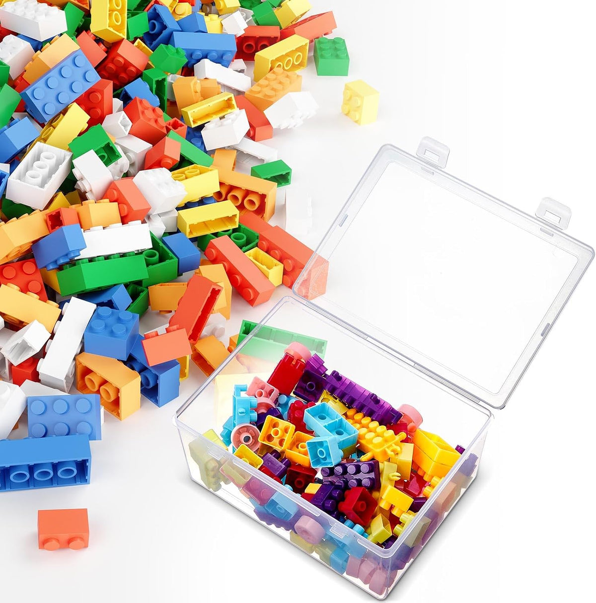4 Pcs Clear Plastic Storage Bins with Lids Stackable for Toys