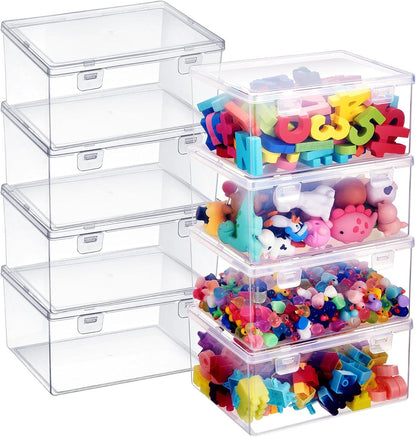 4 Pcs Clear Plastic Storage Bins with Lids Stackable for Toys