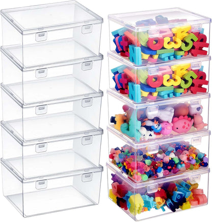 4 Pcs Clear Plastic Storage Bins with Lids Stackable for Toys