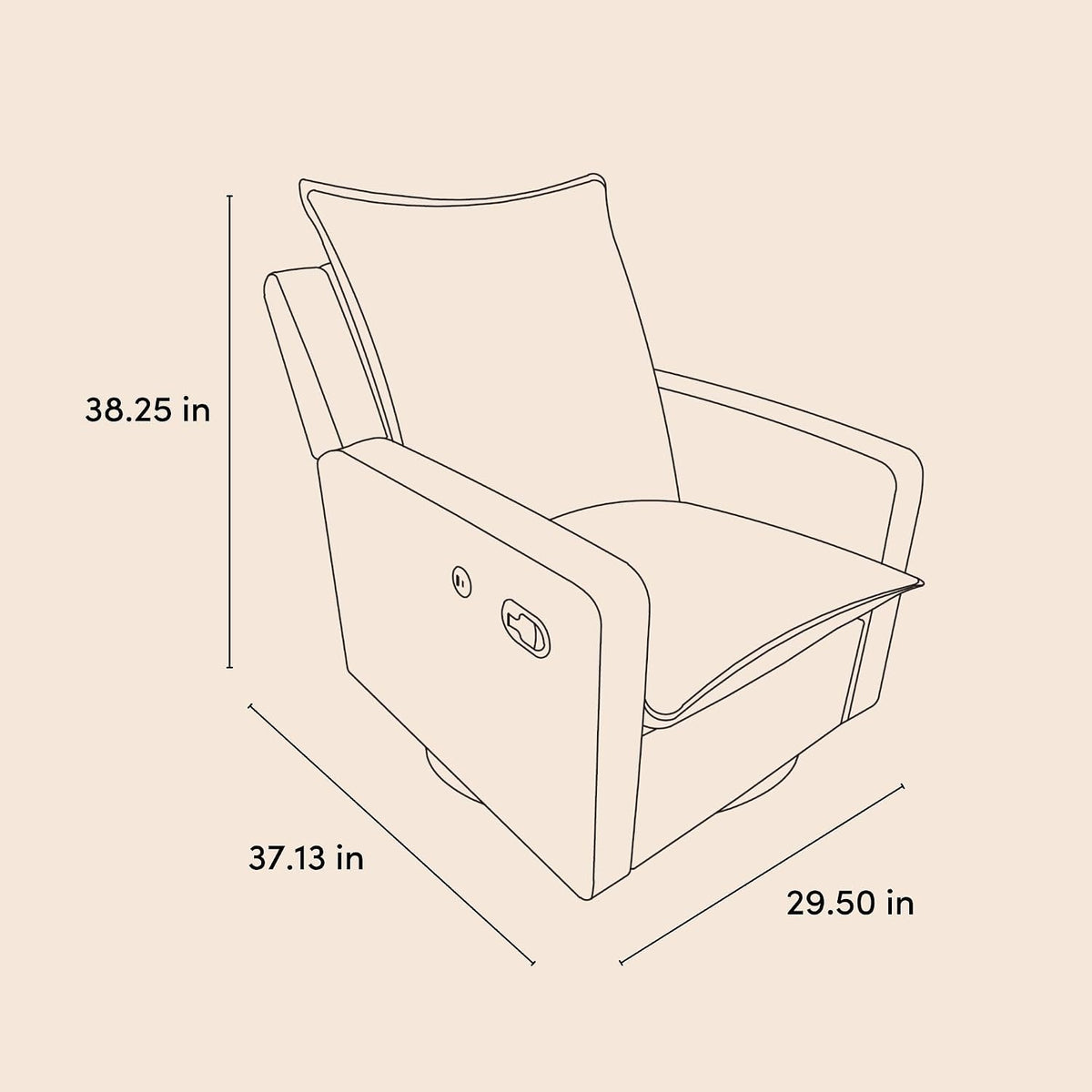 Timeless Recliner Glider with USB Charging Port, Ivory Boucle