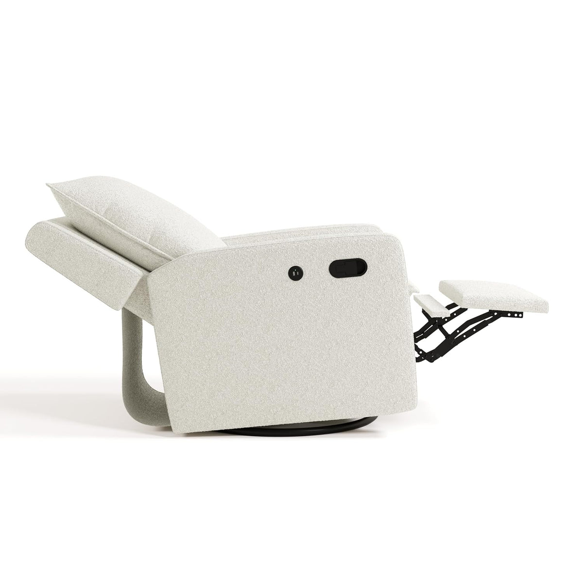 Timeless Recliner Glider with USB Charging Port, Ivory Boucle
