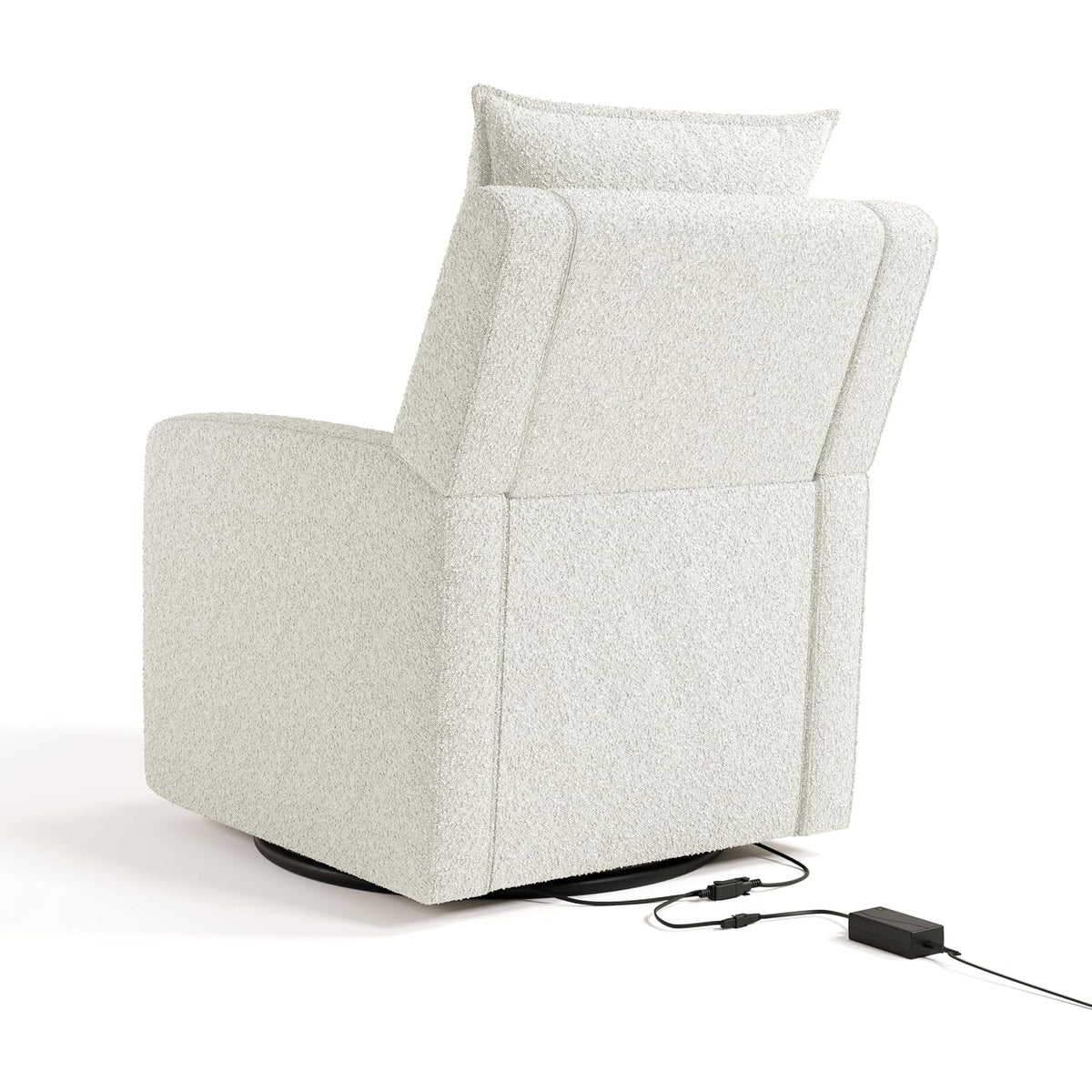 Timeless Recliner Glider with USB Charging Port, Ivory Boucle