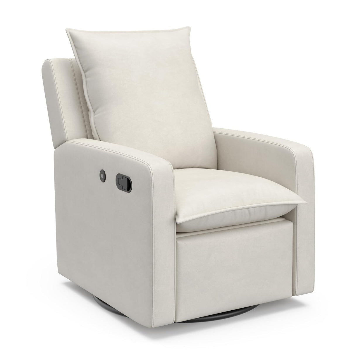 Timeless Recliner Glider with USB Charging Port, Ivory Boucle