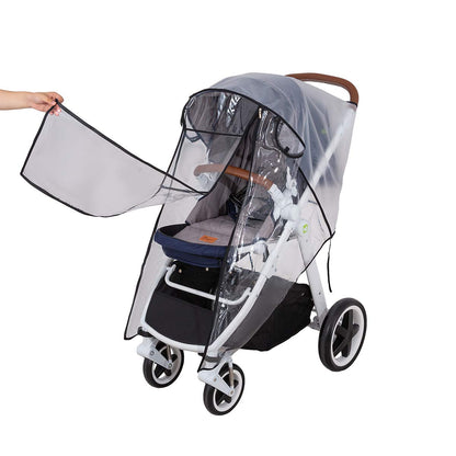 Stroller Rain Cover Universal Size Waterproof Windproof EVA The Weather Shield with Eye Screen(Black)