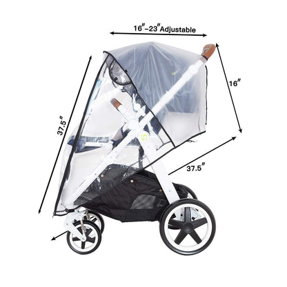 Stroller Rain Cover Universal Size Waterproof Windproof EVA The Weather Shield with Eye Screen(Black)