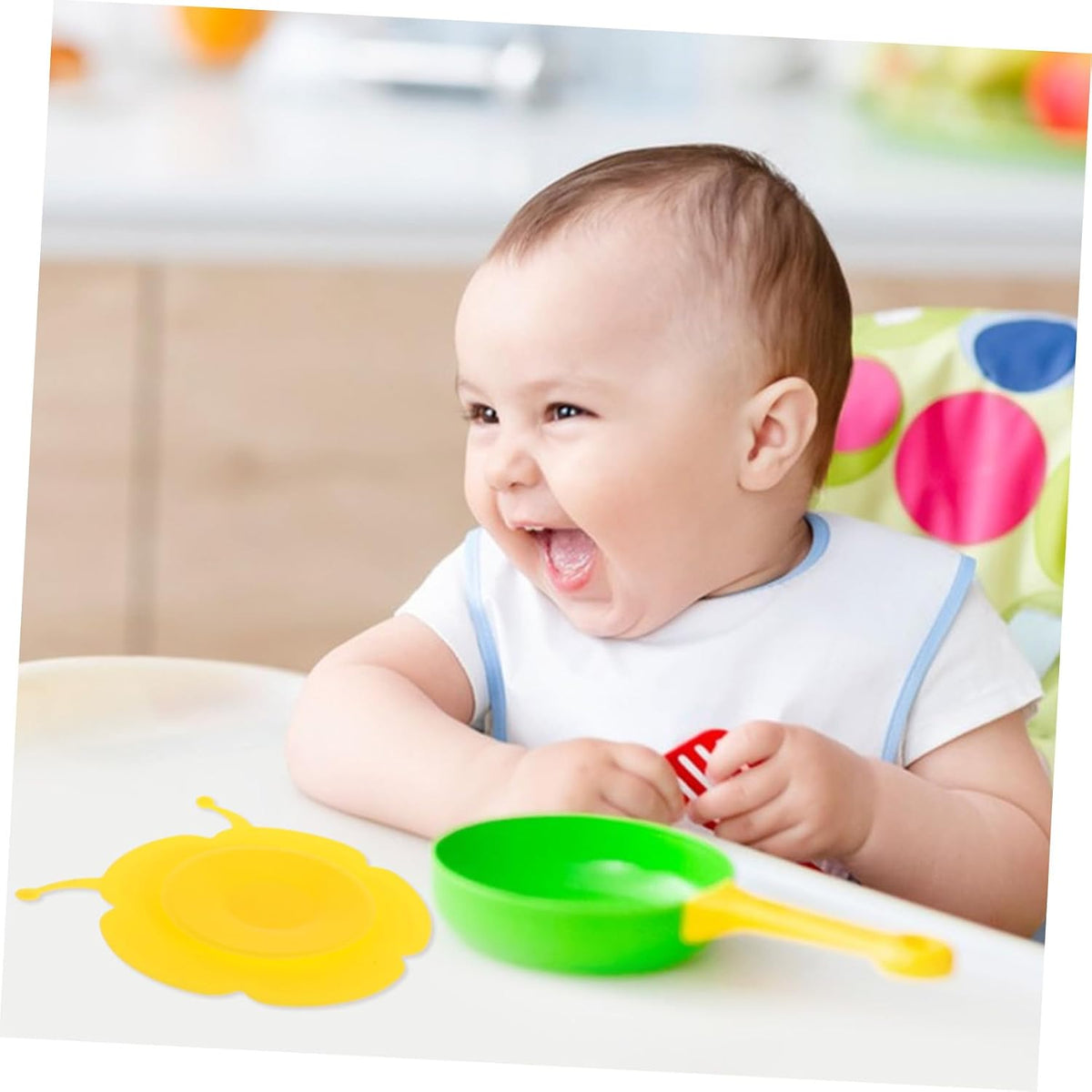Non-Slip Bowl Suction Cup Mat Portable Silicone Placemat for Secure Bowl Holder Preventing Drops Convenient Feeding Tableware Pad for Dining