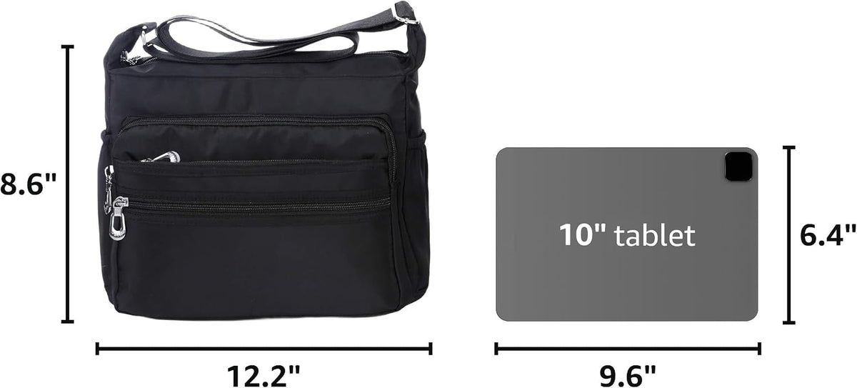 Crossbody Bag for Women Waterproof Shoulder Bag Multi Pockets Nylon Purse
