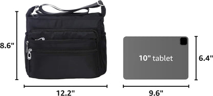 Crossbody Bag for Women Waterproof Shoulder Bag Multi Pockets Nylon Purse