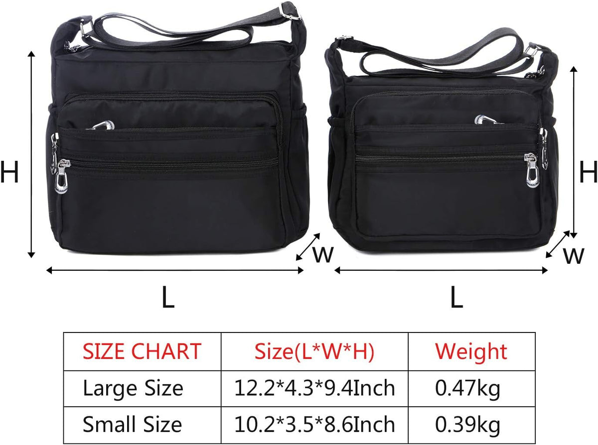 Crossbody Bag for Women Waterproof Shoulder Bag Multi Pockets Nylon Purse