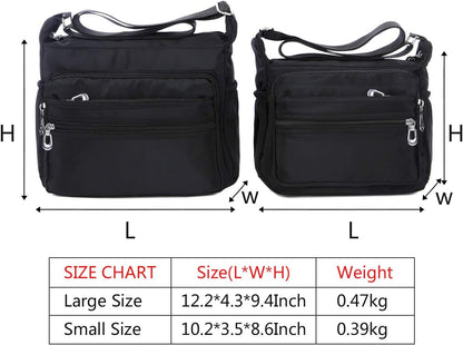Crossbody Bag for Women Waterproof Shoulder Bag Multi Pockets Nylon Purse