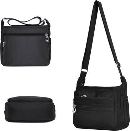 Crossbody Bag for Women Waterproof Shoulder Bag Multi Pockets Nylon Purse