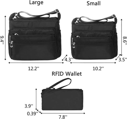 Crossbody Bag for Women Waterproof Shoulder Bag Multi Pockets Nylon Purse