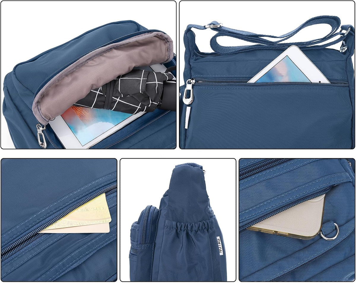 Crossbody Bag for Women Waterproof Shoulder Bag Multi Pockets Nylon Purse