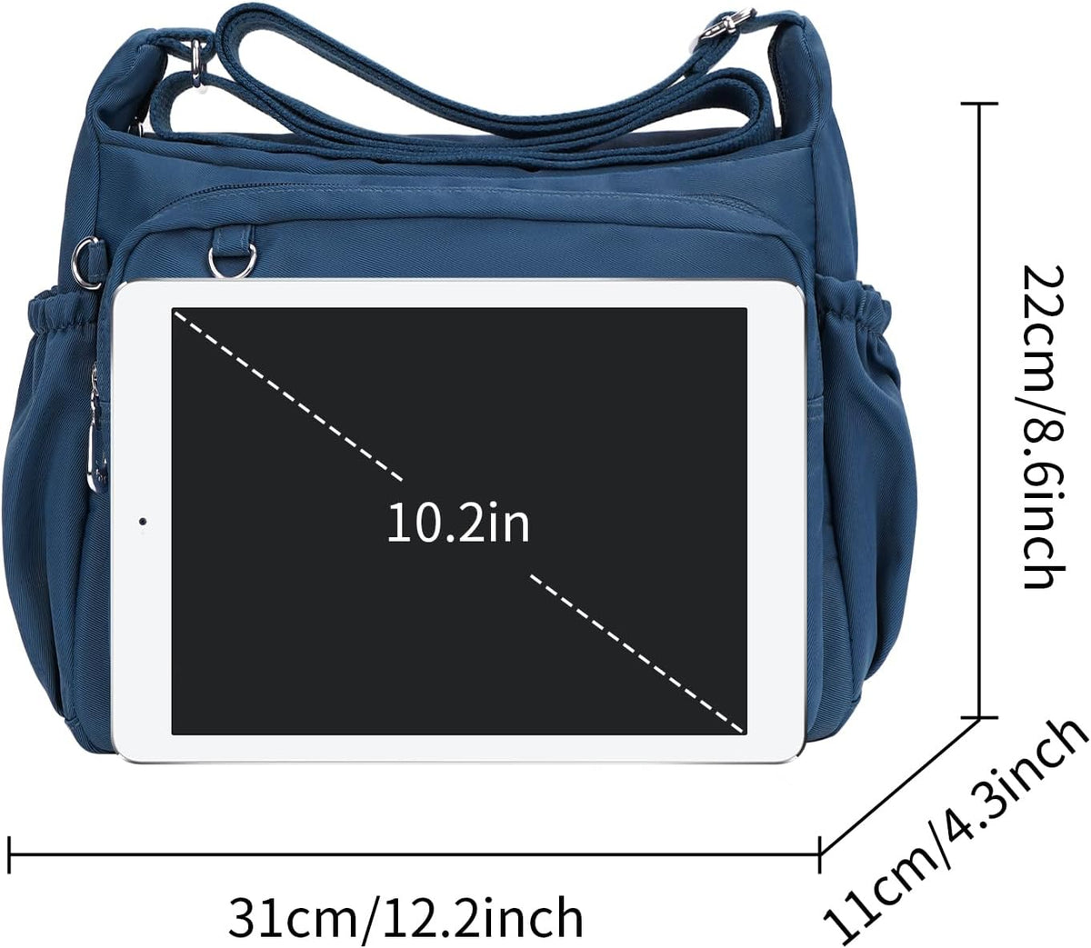 Crossbody Bag for Women Waterproof Shoulder Bag Multi Pockets Nylon Purse