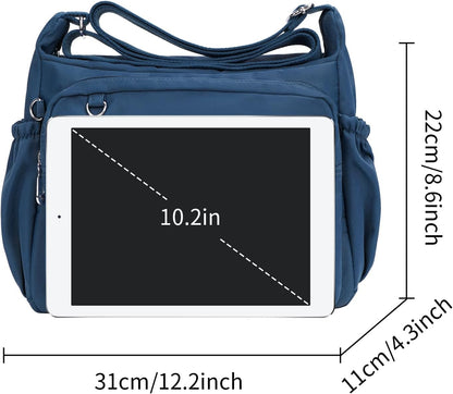 Crossbody Bag for Women Waterproof Shoulder Bag Multi Pockets Nylon Purse