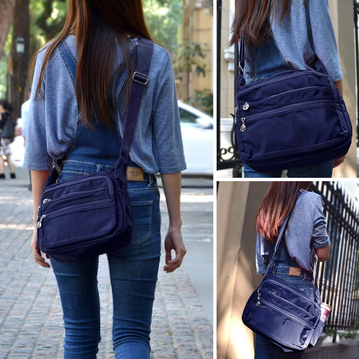 Crossbody Bag for Women Waterproof Shoulder Bag Multi Pockets Nylon Purse
