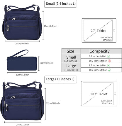 Crossbody Bag for Women Waterproof Shoulder Bag Multi Pockets Nylon Purse