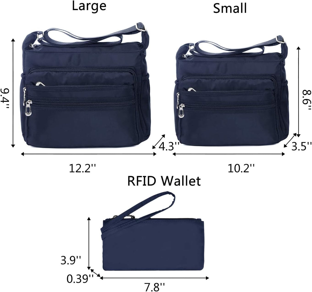 Crossbody Bag for Women Waterproof Shoulder Bag Multi Pockets Nylon Purse