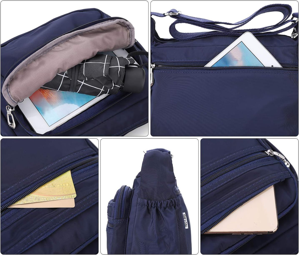 Crossbody Bag for Women Waterproof Shoulder Bag Multi Pockets Nylon Purse
