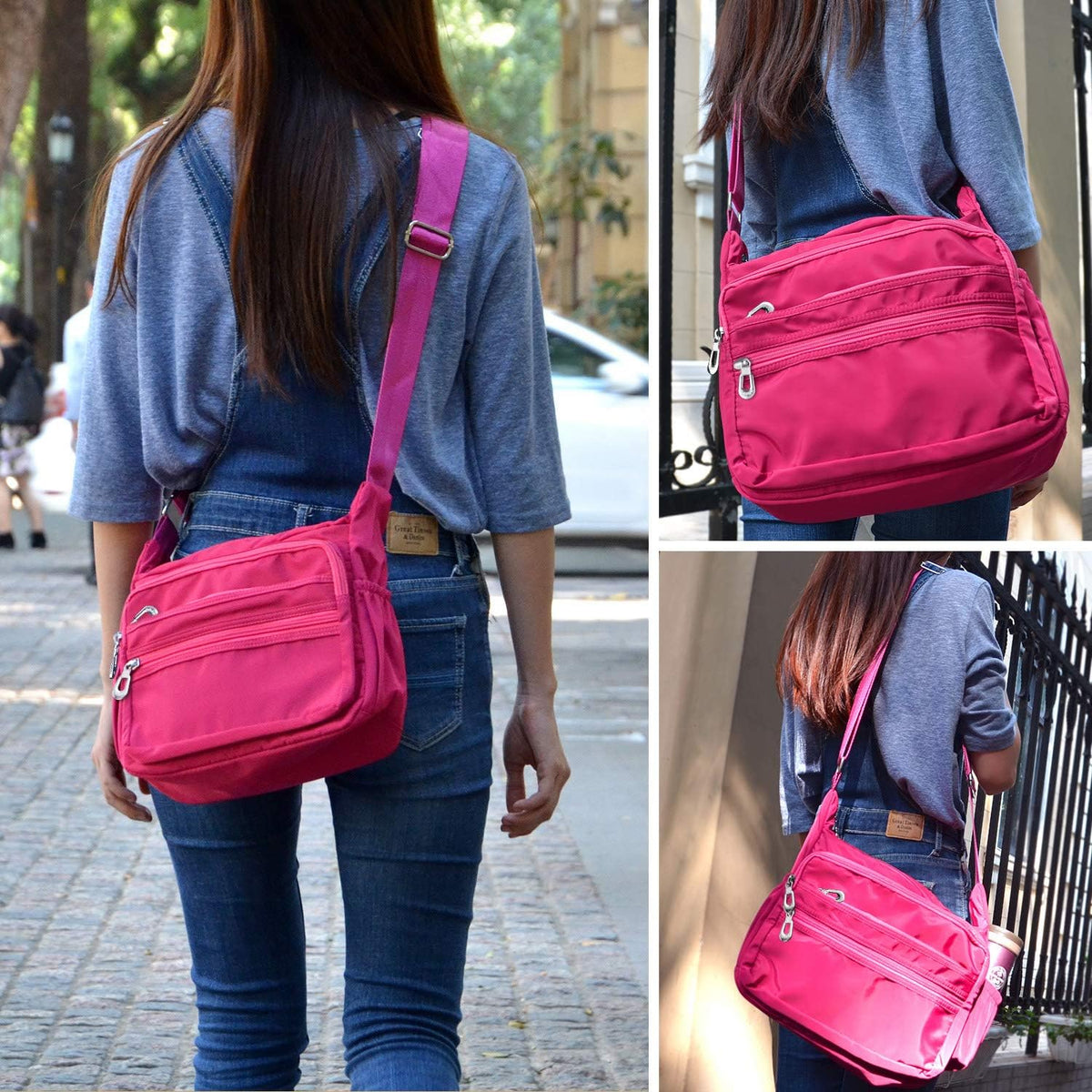 Crossbody Bag for Women Waterproof Shoulder Bag Multi Pockets Nylon Purse