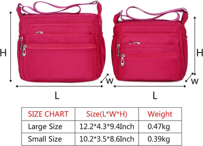 Crossbody Bag for Women Waterproof Shoulder Bag Multi Pockets Nylon Purse