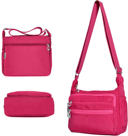 Crossbody Bag for Women Waterproof Shoulder Bag Multi Pockets Nylon Purse