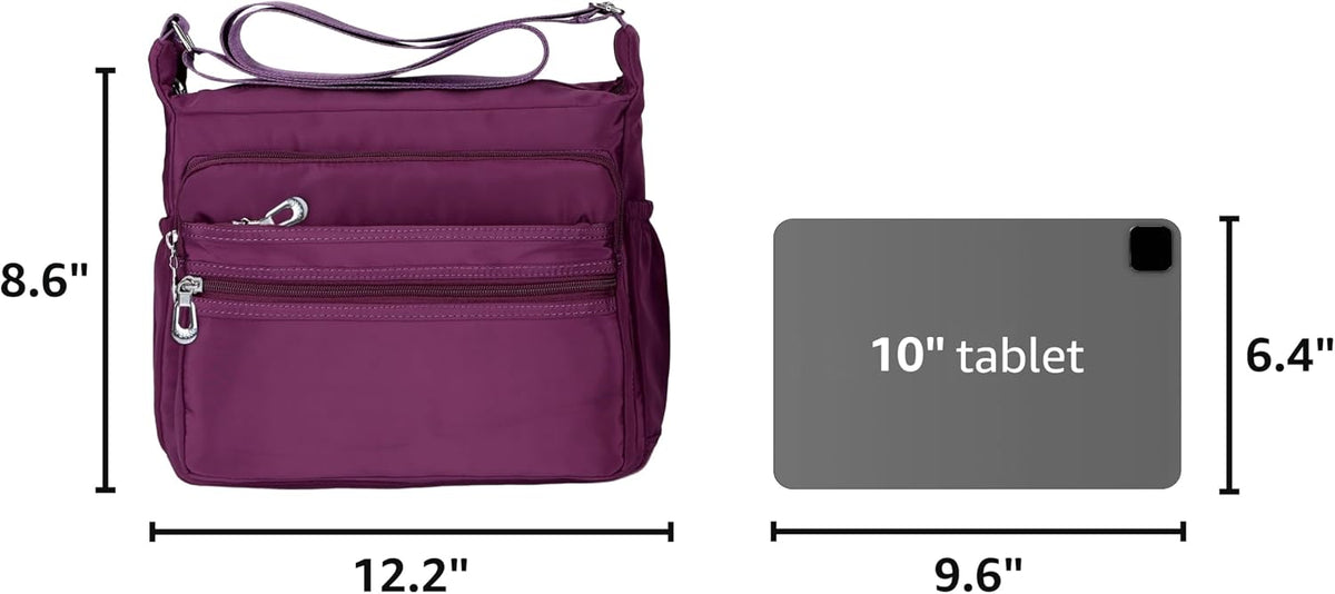 Crossbody Bag for Women Waterproof Shoulder Bag Multi Pockets Nylon Purse