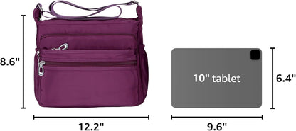 Crossbody Bag for Women Waterproof Shoulder Bag Multi Pockets Nylon Purse