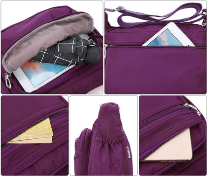 Crossbody Bag for Women Waterproof Shoulder Bag Multi Pockets Nylon Purse