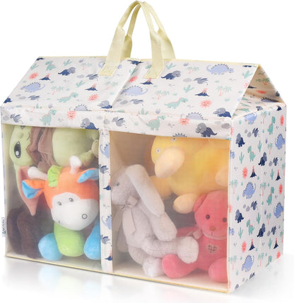 Toy Box with Lid, Collapsible Dinosaur Toy Chest with Mesh Window & Divider, Large Stuffed Animal Storage Bin for Playroom, Kids Room, Nursery Organization, Toy Bin for Boys & Girls