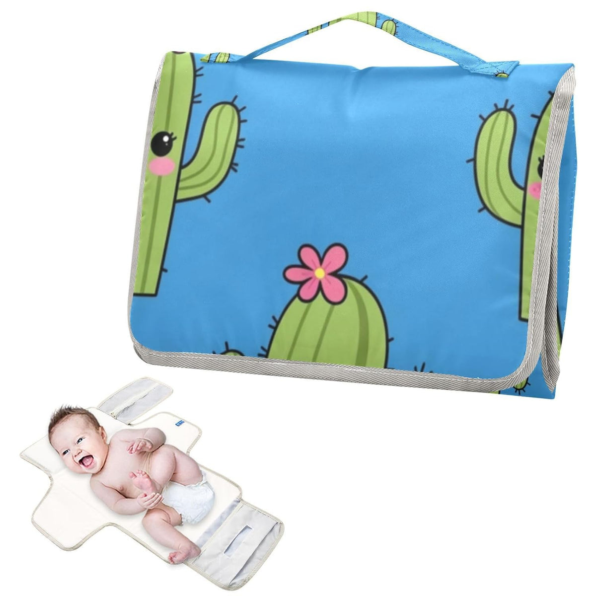 Cactus Flower Pattern Portable Diaper Changing Pad Pram