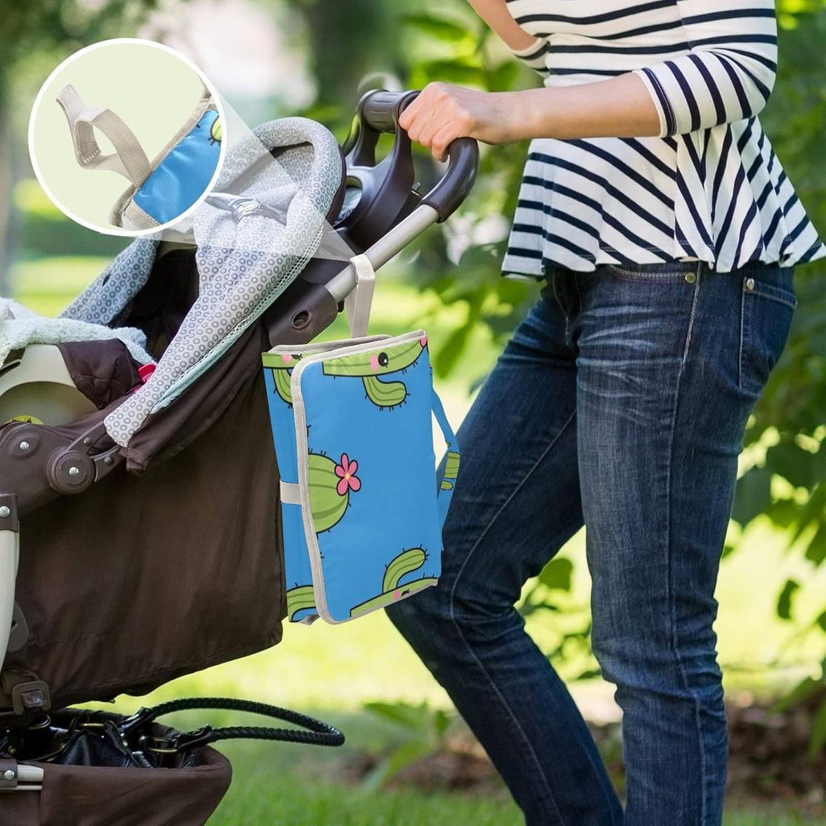 Cactus Flower Pattern Portable Diaper Changing Pad Pram
