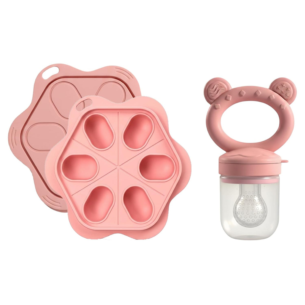 Self Feeder & Freezer Tray Bundle - Baby Food Prep Set with Soft Food-Grade Silicone, Releasable Portions, and Independent Feeding Support for Gums, Mess-Free, Durable, Safe, and Easy to Use