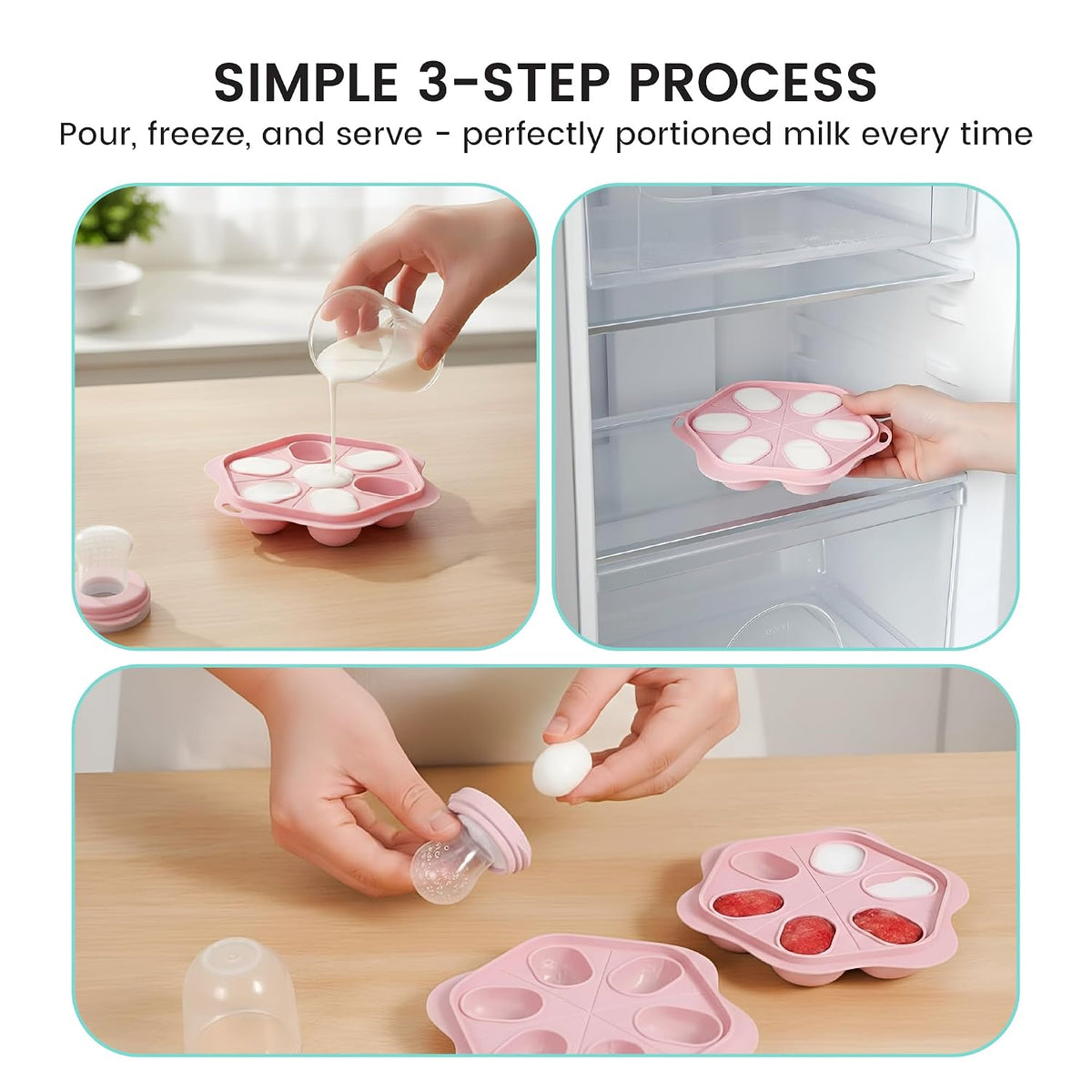 Self Feeder & Freezer Tray Bundle - Baby Food Prep Set with Soft Food-Grade Silicone, Releasable Portions, and Independent Feeding Support for Gums, Mess-Free, Durable, Safe, and Easy to Use