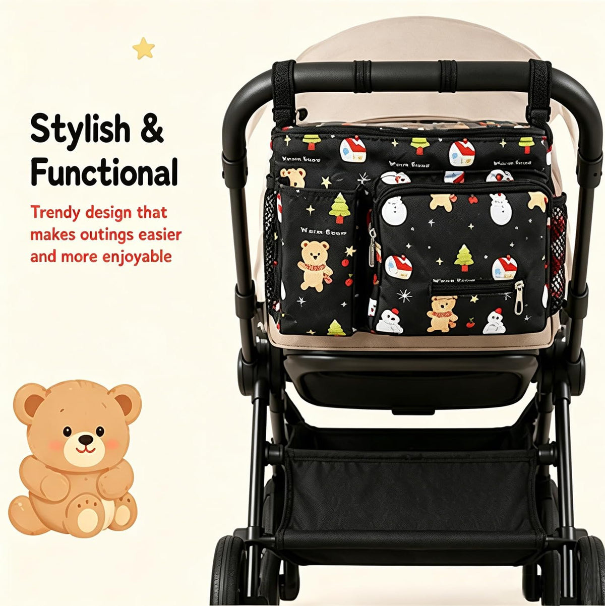 Waterproof Stroller Caddy with Cup Holder