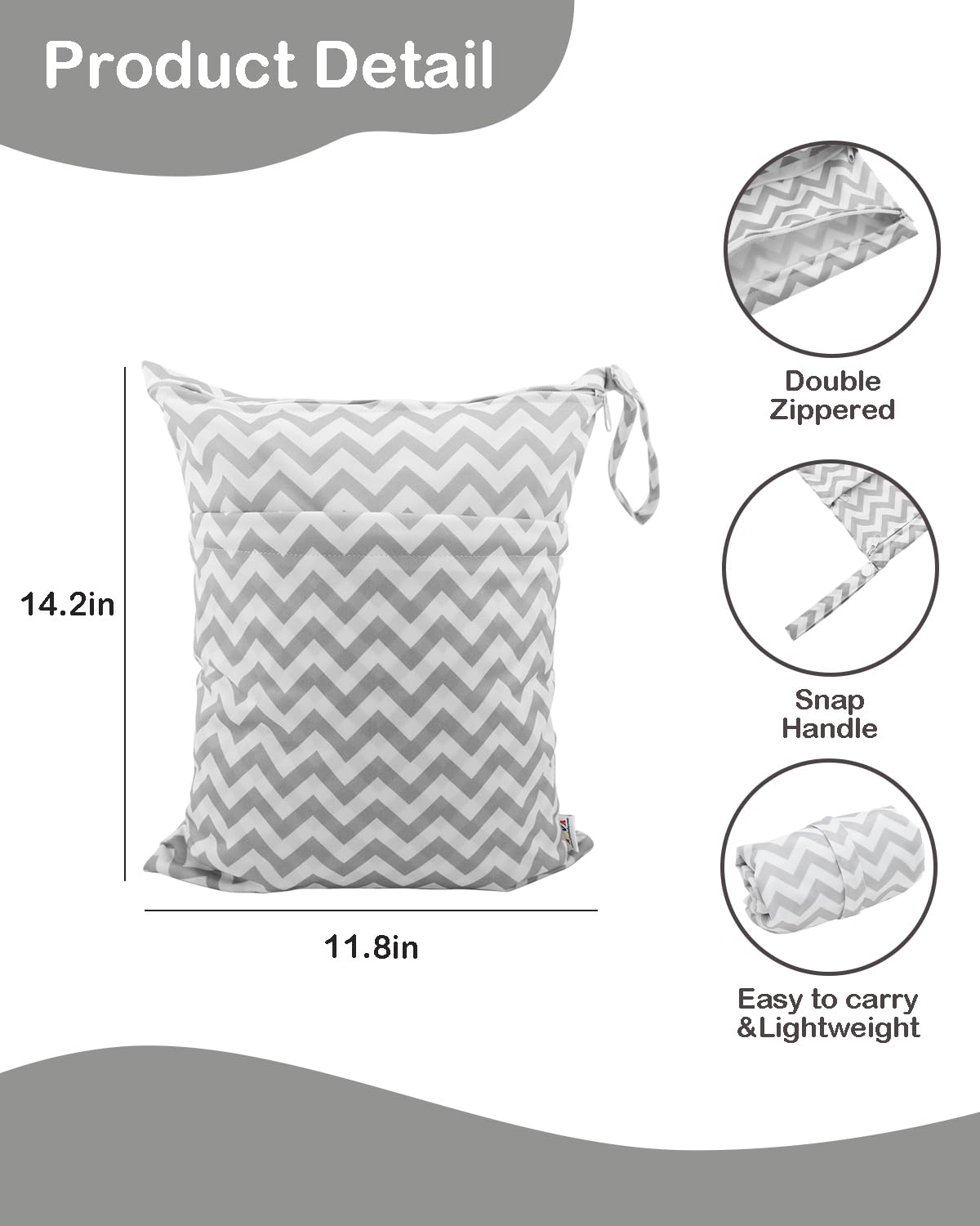 ALVA 2pcs Cloth Diaper Wet Dry Bags Waterproof Reusable with Two Zippered Pockets Travel Beach Pool Daycare Soiled Baby Items Yoga Gym Bag for Swimsuits or Wet Clothes 2LM05 - Colors A