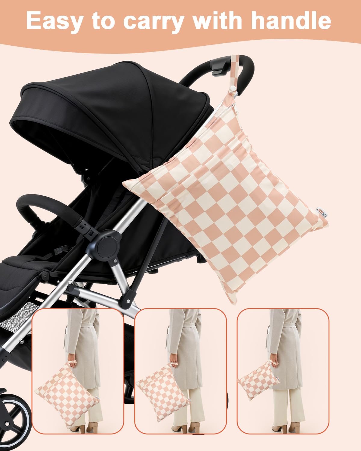 ALVA 2pcs Cloth Diaper Wet Dry Bags Waterproof Reusable with Two Zippered Pockets Travel Beach Pool Daycare Soiled Baby Items Yoga Gym Bag for Swimsuits or Wet Clothes 2LM05 - Colors A