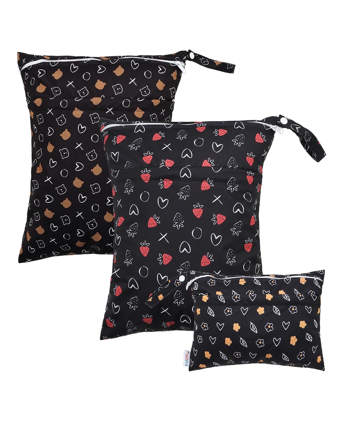 ALVA 2pcs Cloth Diaper Wet Dry Bags Waterproof Reusable with Two Zippered Pockets Travel Beach Pool Daycare Soiled Baby Items Yoga Gym Bag for Swimsuits or Wet Clothes 2LM05 - Colors A