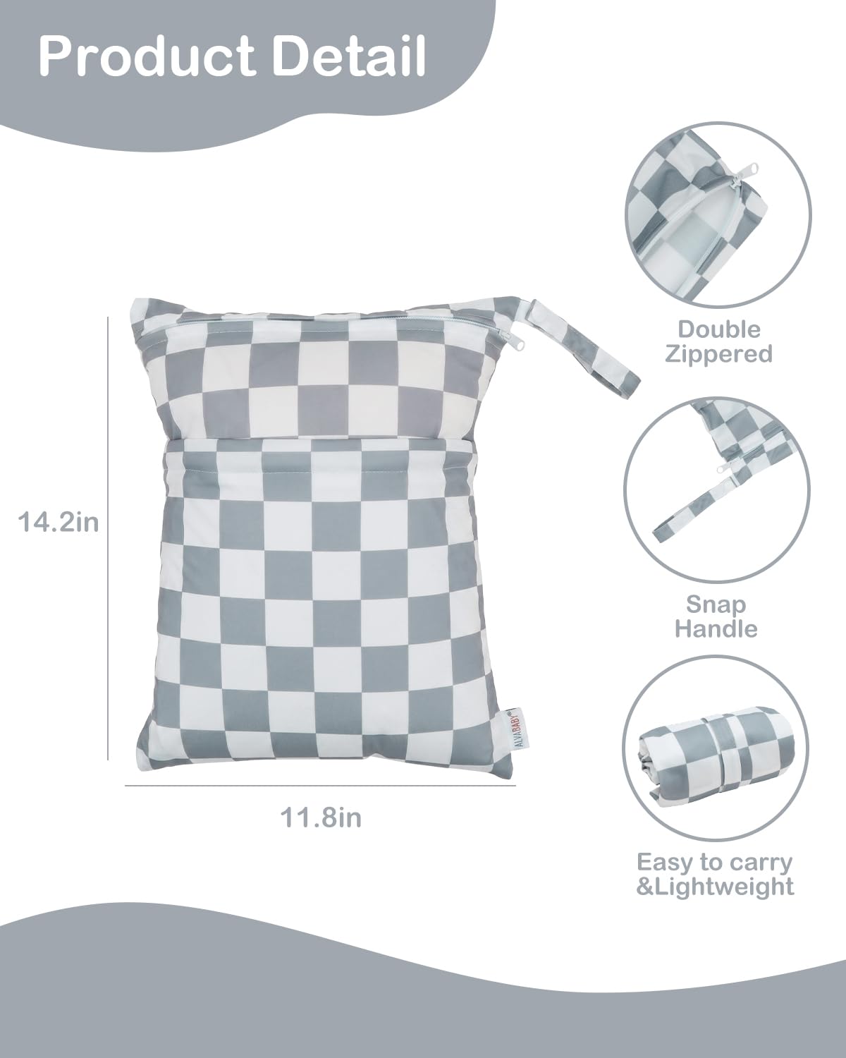 ALVA 2pcs Cloth Diaper Wet Dry Bags Waterproof Reusable with Two Zippered Pockets Travel Beach Pool Daycare Soiled Baby Items Yoga Gym Bag for Swimsuits or Wet Clothes 2LM05 - Colors A