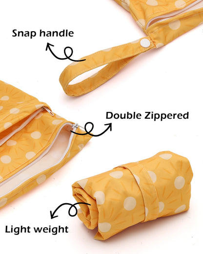 ALVA 2pcs Cloth Diaper Wet Dry Bags Waterproof Reusable with Two Zippered Pockets Travel Beach Pool Daycare Soiled Baby Items Yoga Gym Bag for Swimsuits or Wet Clothes 2LM05 - Colors A