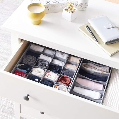 Deep Drawer Organizer for Clothes, Collapsible Storage Boxes for Socks, Underwear and Baby Items, Set of 4, Gray