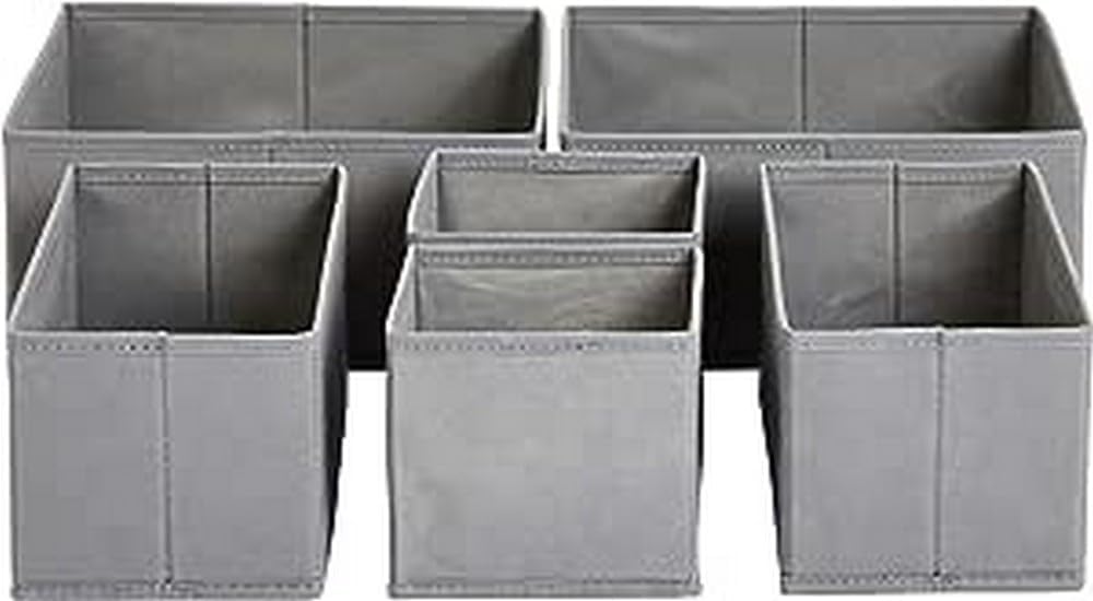 Deep Drawer Organizer for Clothes, Collapsible Storage Boxes for Socks, Underwear and Baby Items, Set of 4, Gray