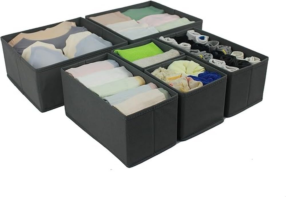 Deep Drawer Organizer for Clothes, Collapsible Storage Boxes for Socks, Underwear and Baby Items, Set of 4, Gray