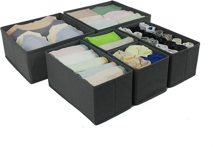 Deep Drawer Organizer for Clothes, Collapsible Storage Boxes for Socks, Underwear and Baby Items, Set of 4, Gray